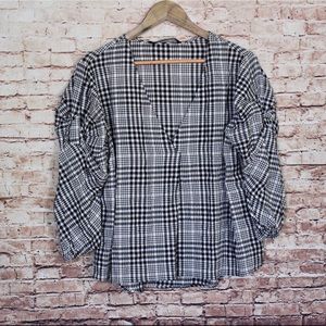 Zara | Gingham Style Puff Sleeve Blouse